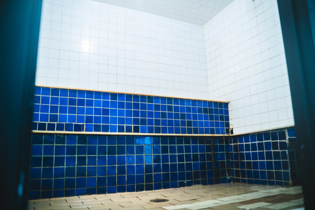 Modern steam room at Legacy Fitness Center for relaxation and recovery